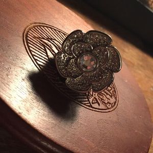 Silver diamond ring watch